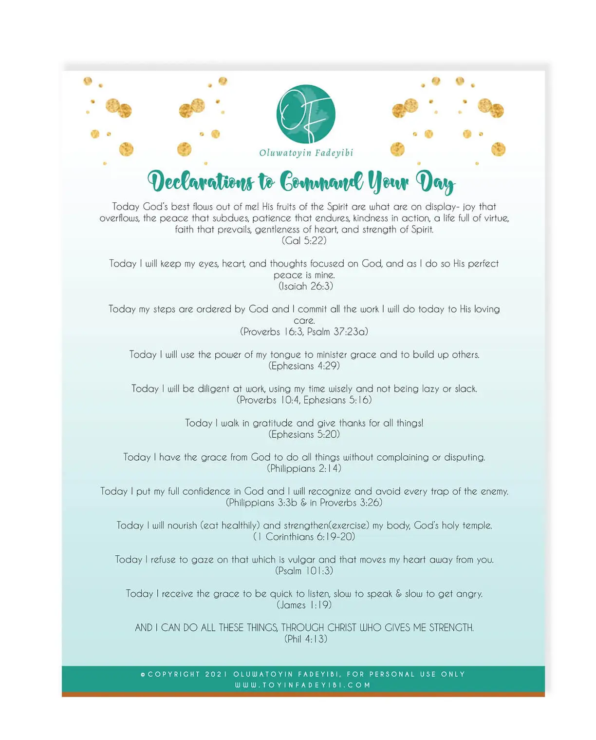 Declarations to command your day 1